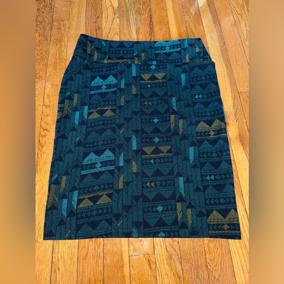 LuLaRoe Dresses & Skirts - LuLaRoe Women’s Turquoise Aztec Print Cassie Pencil Mini Skirt Size Large
